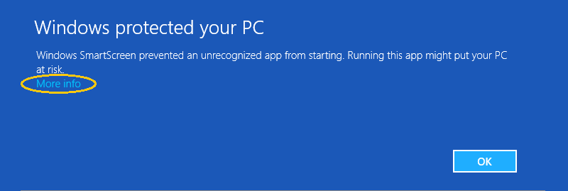Windows smart screen message